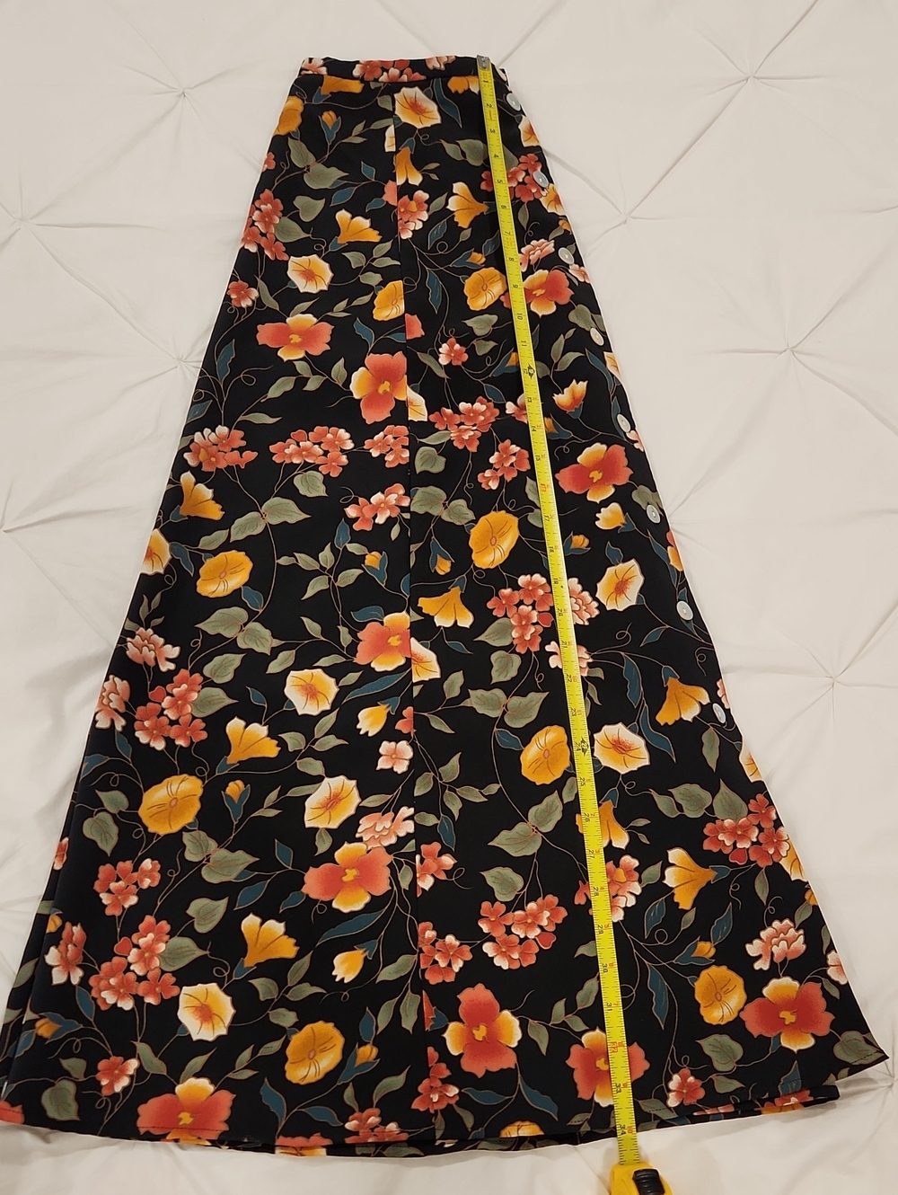 Vtg A-line Midi Skirt Floral Buttoned Size M - Picture 6 of 7